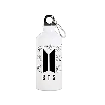 Mug Morning BTS Merch | BTS Products for Girls | BTS Black Logo with Signature on 600ml Aluminium (Bottle)