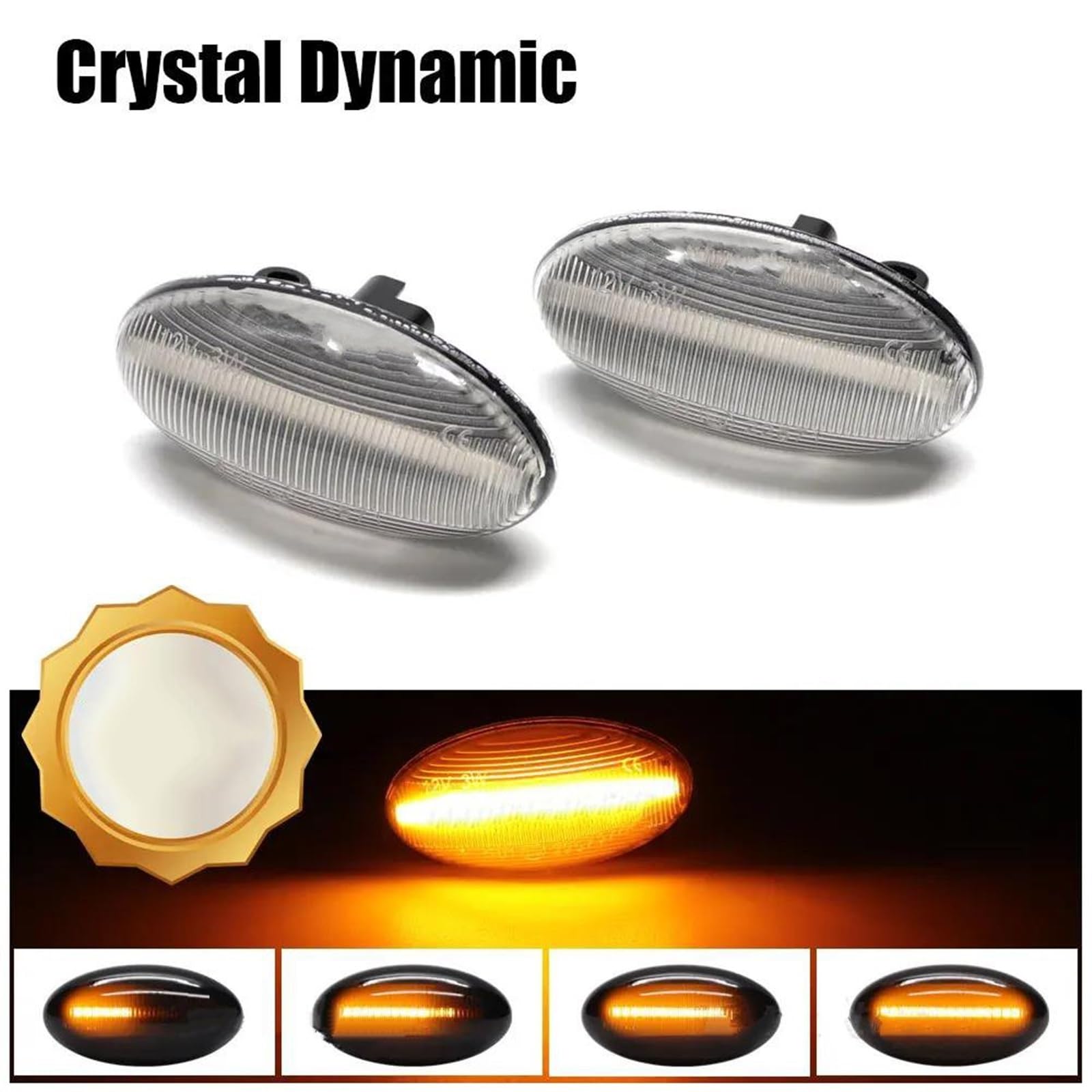 Piloto Intermitente Luces LED dinámicas señal Giro Coche Luces indicadoras posición Lateral para Citroen C2 2003 2004 2005 2006 2007 2008 2009 2010 2 uds. Luz señal Giro (Color : Super Clear)