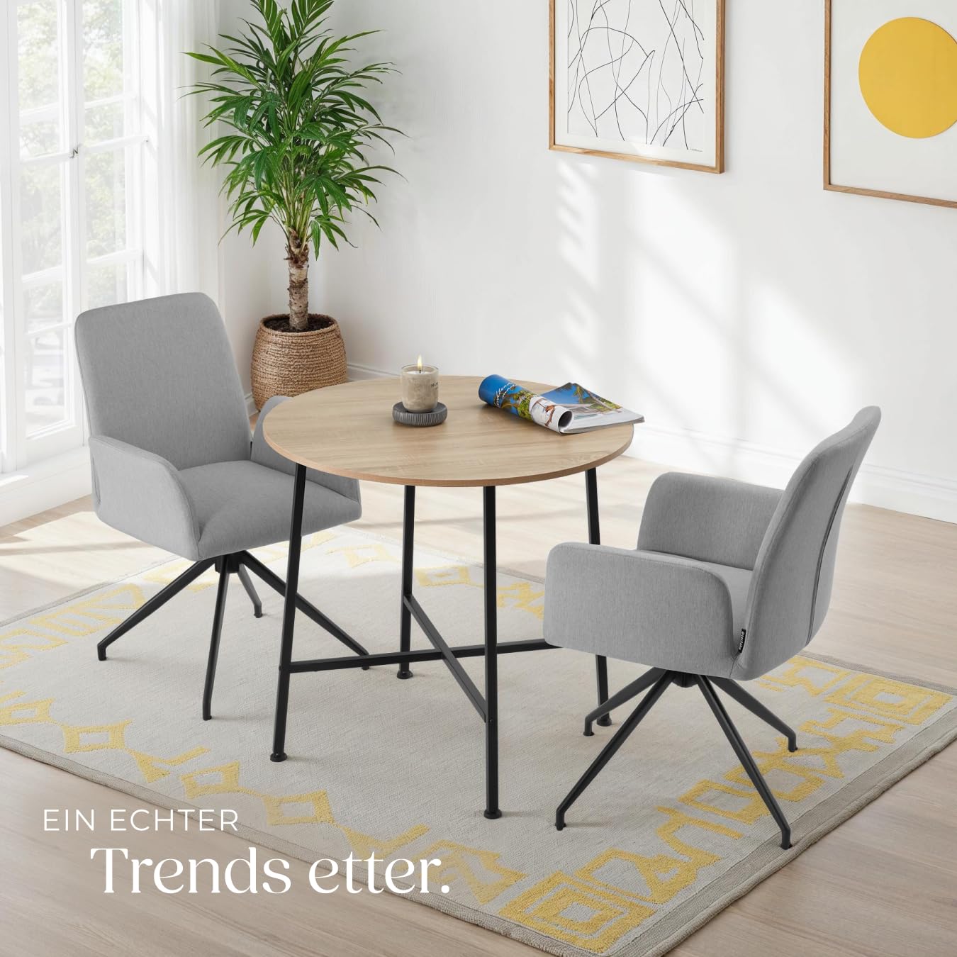 tectake® Industrial Esstisch rund, Kleiner Küchentisch, 80 x 76 cm (Ø x H), Holztisch, runder Tisch, Küchenmöbel, Tisch Wohnzimmer, Dining Table, Esstisch Holz - Industrial Holz Hell, Eiche Sonoma