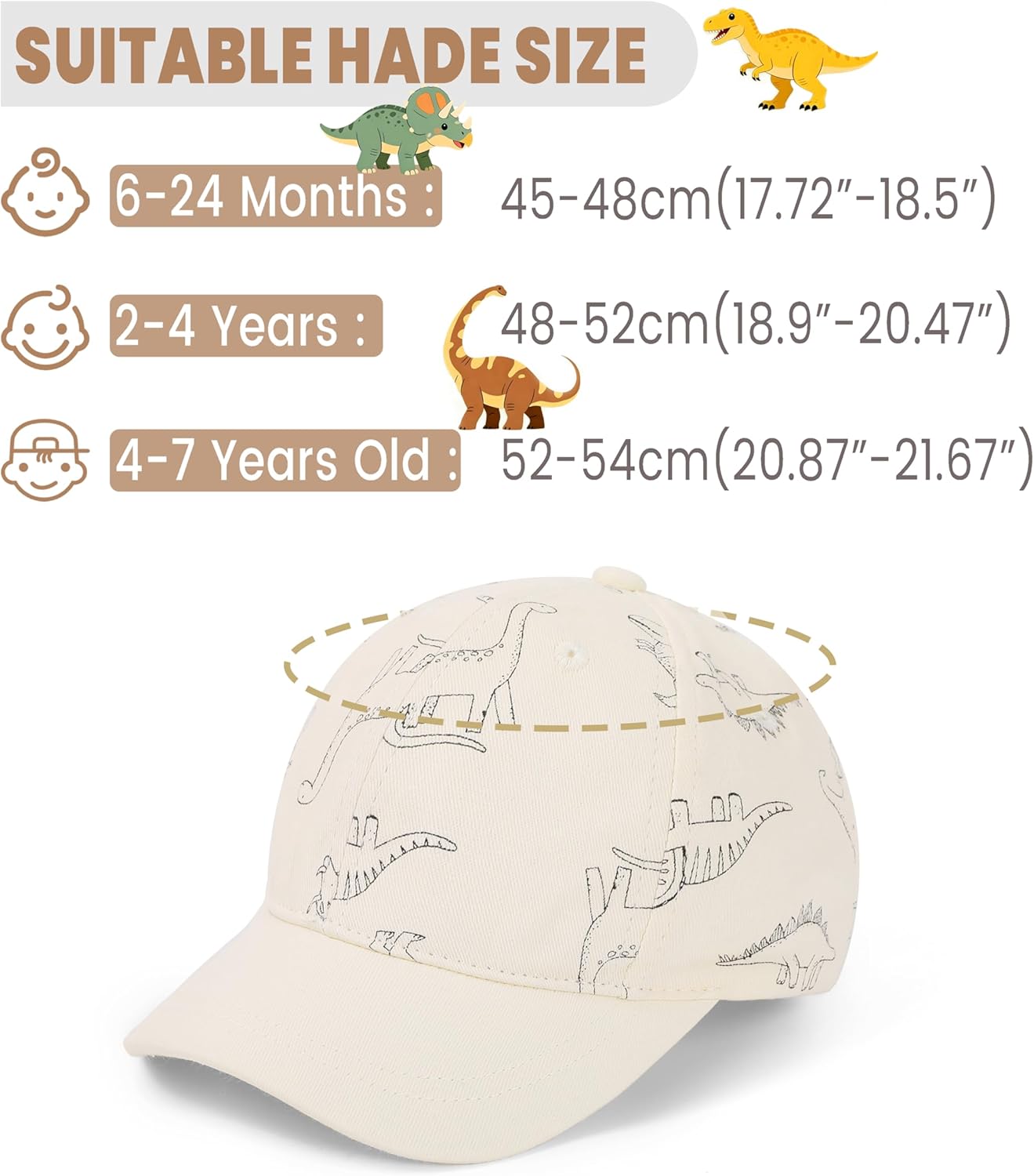 Urban Virgin Toddler Baseball Hat Baby Boys Cap Girls Adjustable Dinosaur Baseball Hats Kids Boy Caps Toddler Sun Hats - Image 2