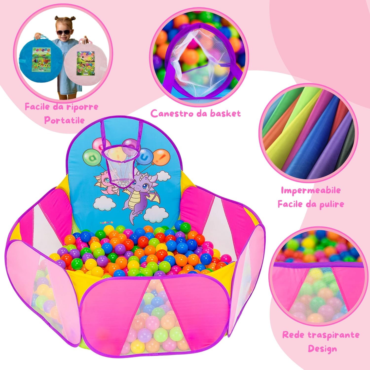 Vasca per palline per bambini, vasca da bagno per bambini (palline non incluse) T-1107gp