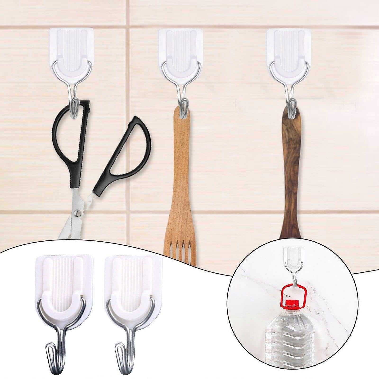 JOYHAPPST Adhesive Hooks Reusable Utility Hooks wall Hooks White Seamless Hooks Oil Proof