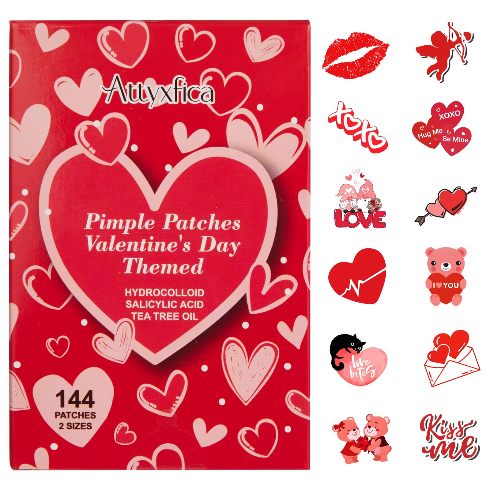 Hydrocolloid Pimple Patches Cute Heart - 144 Count Pimple Patches for Face Acne Patches for Zits and Blemishes
