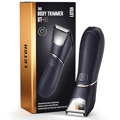 Body Hair Trimmer for Men: Pubic Hair Trimmer with Mirror & LED Light - Electric Ball Shavers with Ceramic Blades & Travel Lock - Body Groomer IPX7 Waterproof Wet or Dry Use for Groin/Legs/Chest