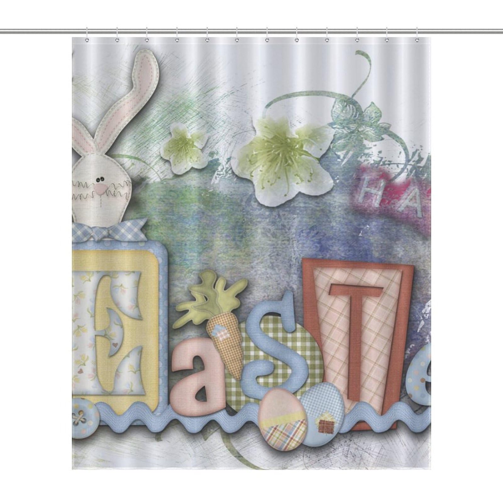 Rideau de douche imperméable lapin anti-éclaboussures pour salle de bain