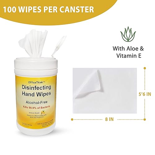 Miniatura 4 de Toallitas desinfectantes para manos, paquete de 2, toallitas sin alcohol, 100 unidades por tina x 2