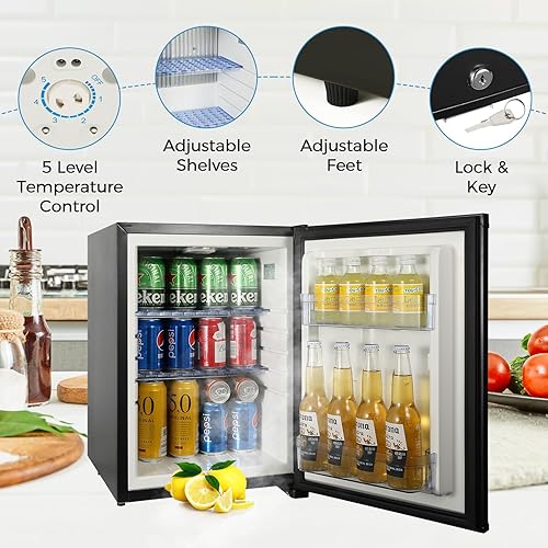 Miniatura 6 de Refrigerador compacto, 1.42 pies cúbicos de 110 V, mini refrigerador silencioso, puerta reversible con cerradura, enfriador de bebidas de bajo