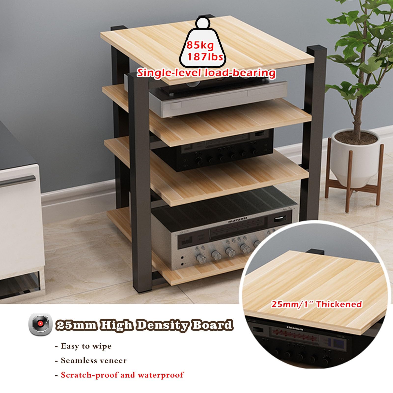 mueble equipo hifi Soporte De Audio En Torre, Soporte Para Componentes Audiovisuales, Capacidad Total De 661 Libras, Soporte Para Reproductor De CD Y DVD, Estante De Almacenamiento De Esquina Con Marc