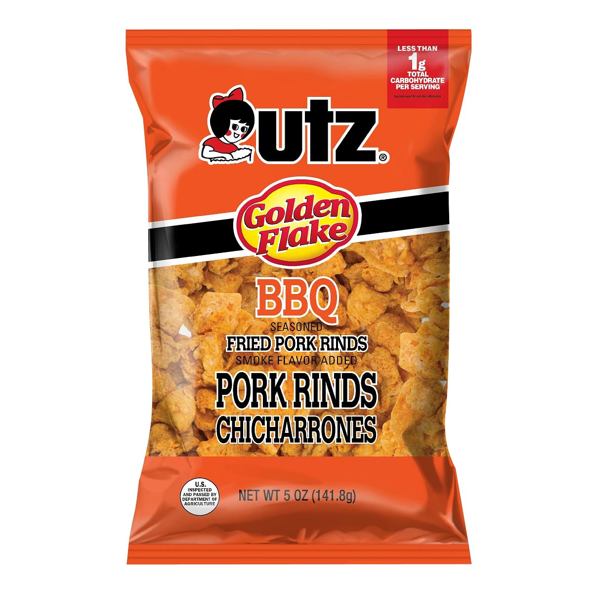 Utz Pork Rinds, BBQ Flavor Keto Friendly Snack with Zero