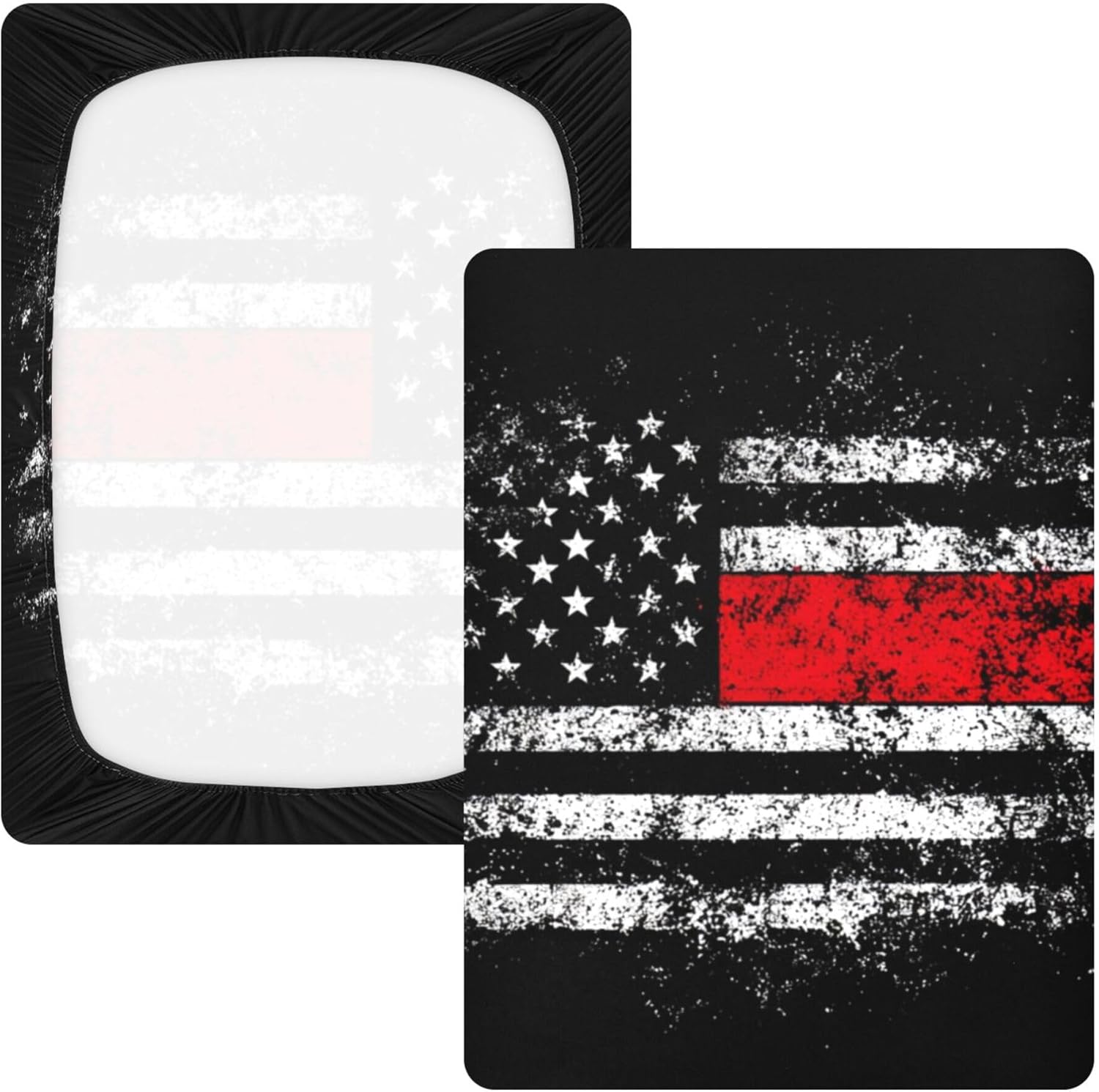 American Flag White Red Crib Sheets Soft Breathable Fitted Cotton Baby Crib Sheets Mattress Cover for Girl Boy, 52" x 28" x 9"
