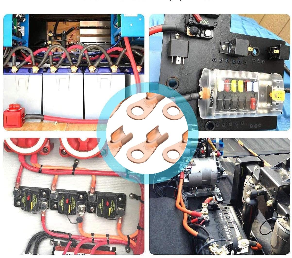 Jutagoss Copper Wire Lugs,Electrical Cable Ends Ring Terminals Crimp Connectors Kit, OT-20A Passing Through Lug Connectors Bolt Hole 24Pcs