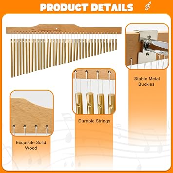 36-Bar Chimes 36 Notes Single-Row Wind Chime with 2.5-4FT Adjustable Stand Musical Percussion Instrument for Orchestras Choirs Classrooms Church Bands