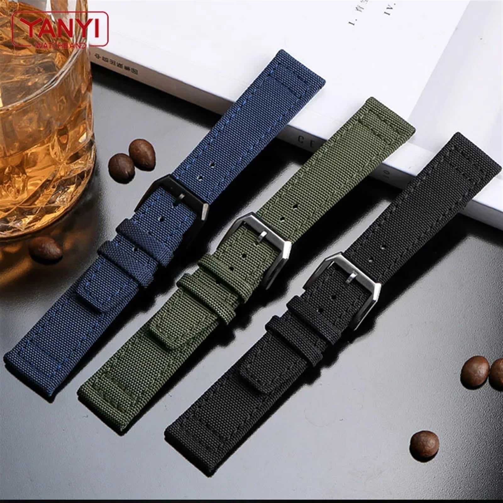 Cinturini in nylon per IWC IW377724 IW371614 cinturino per orologio 20mm 21mm 22mm braccialetto nero verde militare cinturino da polso in tela blu cinturino
