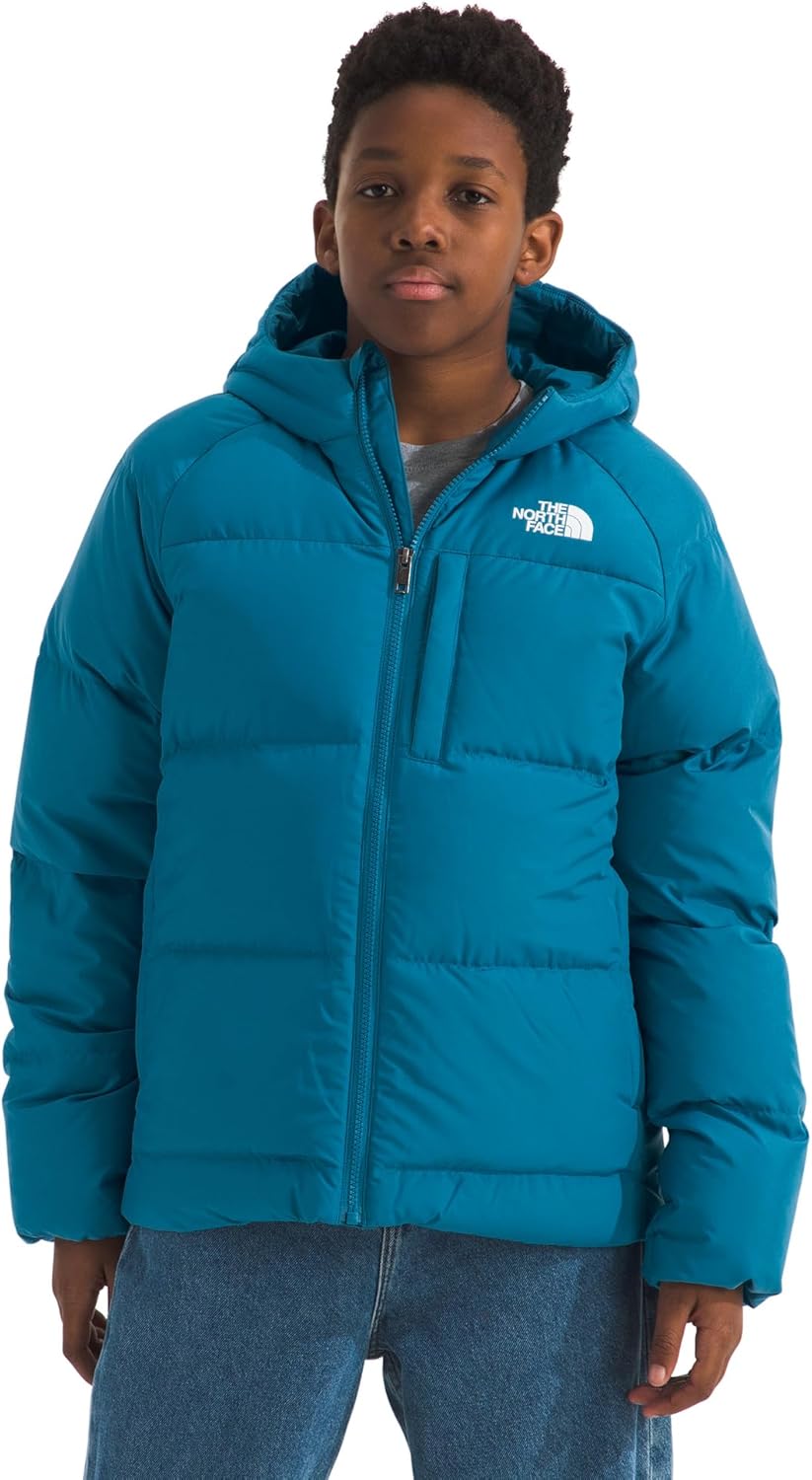 The North Face Boys' Down Hooded Jacket | Water Repellent, 600 Fill Recycled Waterfowl Down, Zip Pockets