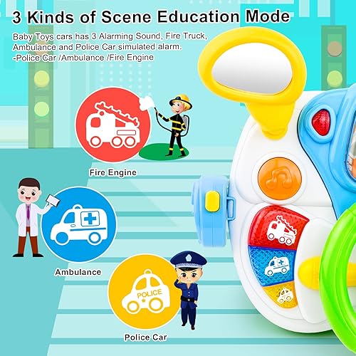 Miniatura 5 de Love&Mini Juguetes de volante para niñas y niños, juguetes de automóvil para bebés con luz y música, juguete educativo de aprendizaje de simulación