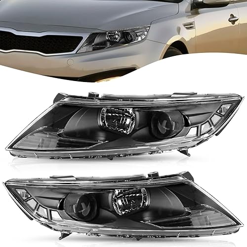 Miniatura 8 de Reemplazo del conjunto de faros halógenos para Kia Optima 2011 2012 2013 carcasa negra con reflector ámbar lado derecho del pasajero
