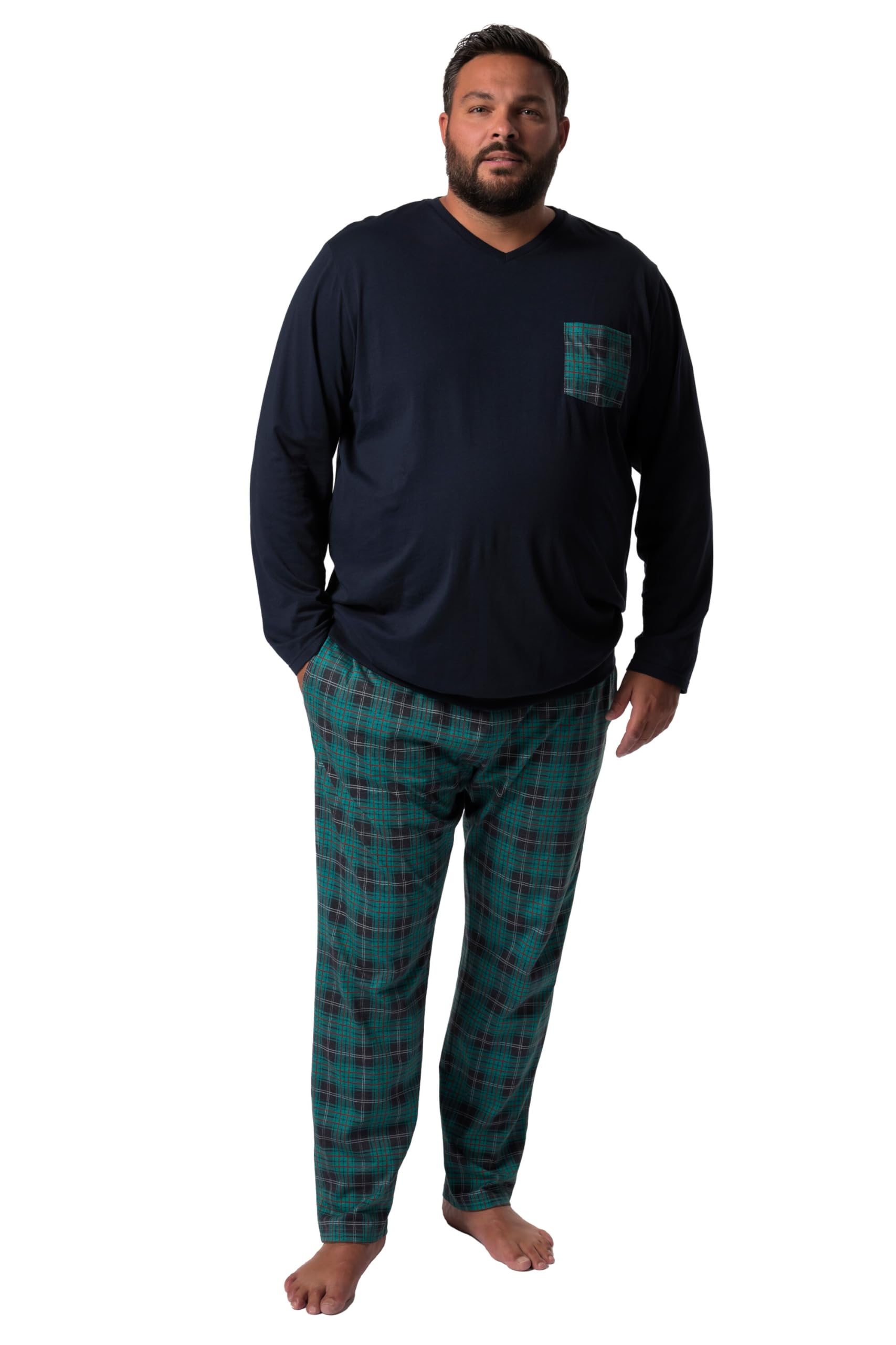 Men Plus Herren große Größen Übergrößen Menswear L-8XL Schlafanzug, Zweiteiler, Bauchfit, Langarm 832203