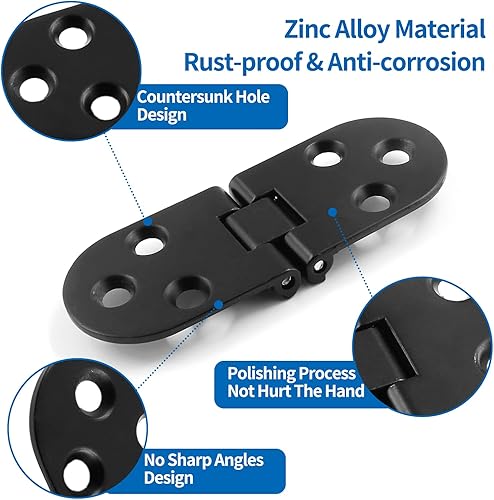 Miniatura 9 de Auvotuis 4 bisagras de mesa plegables resistentes, para máquina de coser de bronce, bisagra superior abatible de aleación de zinc, bisagra de