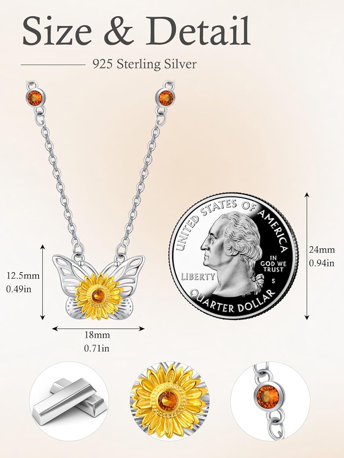 Butterfly Necklace Sterling Silver Butterfly Pendant Wings Jewelry for Women - Image 5