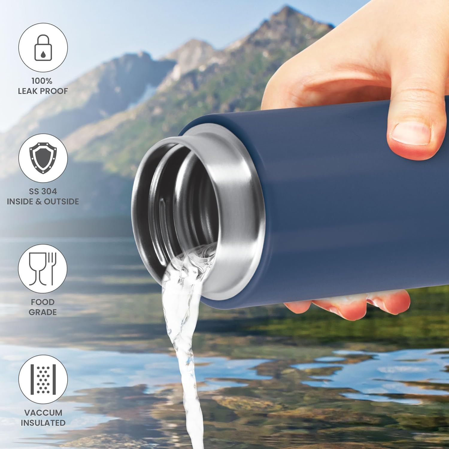 Milton Shiny 200 Thermosteel Insulated Water Bottle, 200 ml, Blue| Hot and Cold | Leak Proof | Office Bottle | Sports | Home | Kitchen | Hiking | Treking | Travel | Easy to Carry | Rust Proof