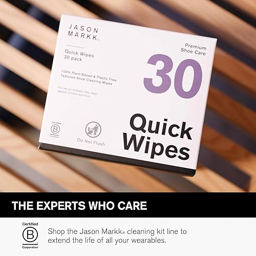 Miniatura 6 de Jason Markk Toallitas rápidas a base de plantas, limpiador de zapatos, paquete de 30, empaquetadas individualmente, cuidado de los tenis, ideal para