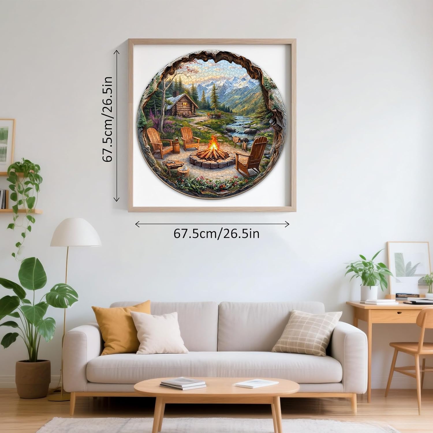 Landscape Puzzles for Adults 1000 Pieces, Outdoor Bonfire Cabin Village Jigsaw Puzzles 1000 Pieces for Adults, Fun Puzzles with Letters On Back, Beautiful Wall Decorations (26.5 * 26.5in)