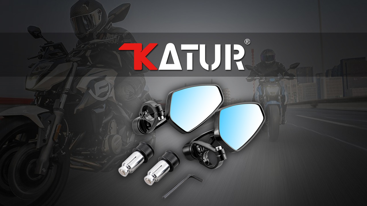 Paire De Rétroviseurs Moto KATUR Hawk-Eye - Miroirs CNC Aluminium 10mm 8mm Noir Anti Éblouissement
