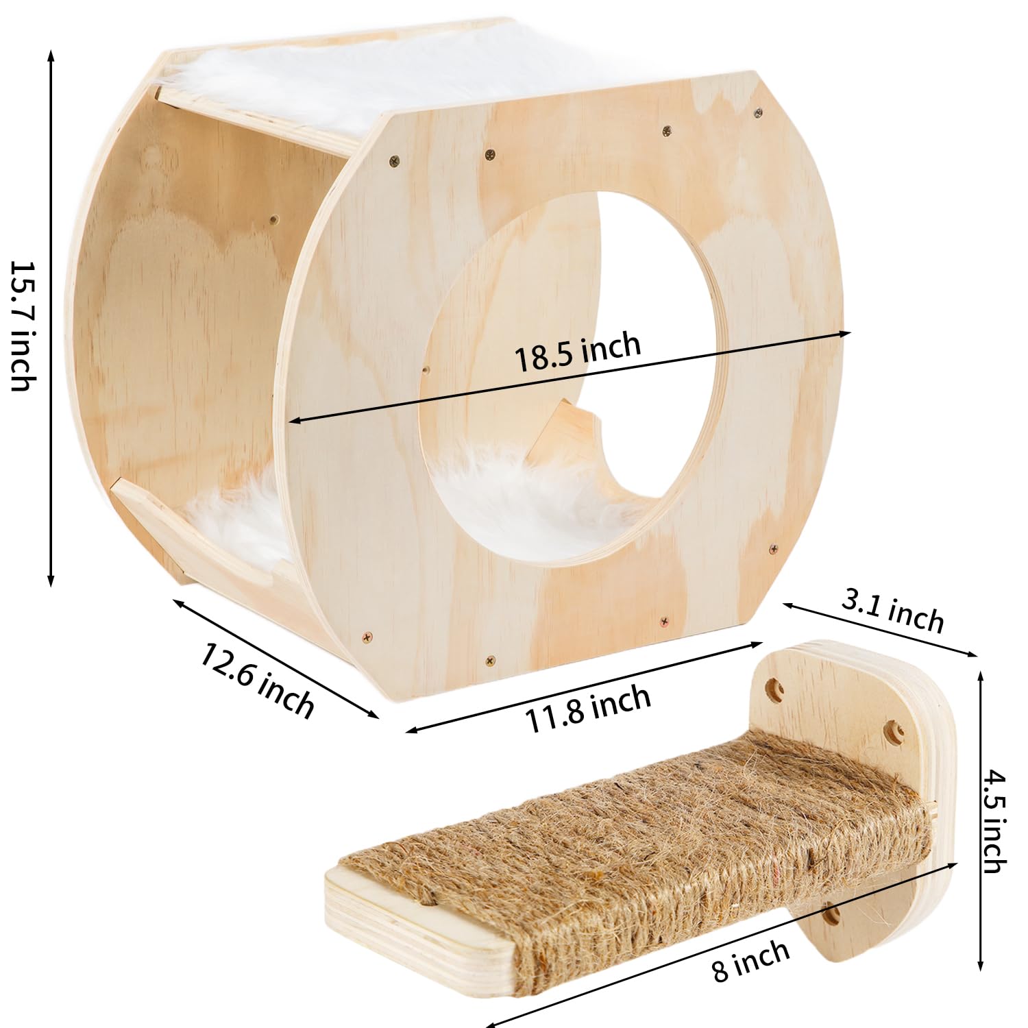 CoolEx Cat Shelves - 3 Steps, Wall Climbing Shelf with Plush Covered Bed, Large Cats Set