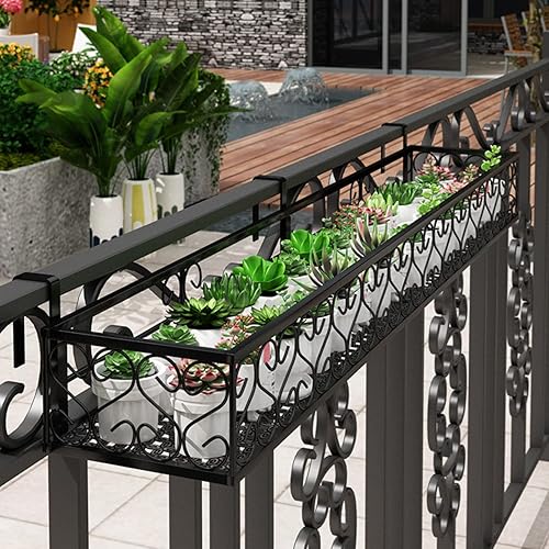 Miniatura 6 de Saim Estante para maceta de patio y balcón, soporte para maceta, cesta colgante de hierro con ganchos de 23.5 pulgadas para decoración de balcón,