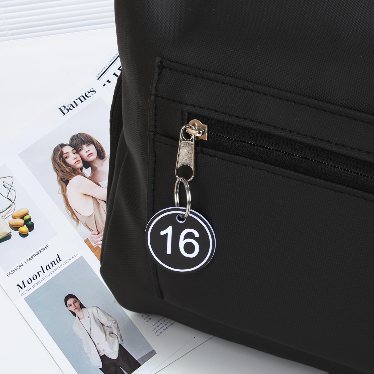 ABS Key Tags with Rings - 35mm Round Engraved Number ID Tags Key Chain for Keys, Bags, Luggage - Black 1 to 200