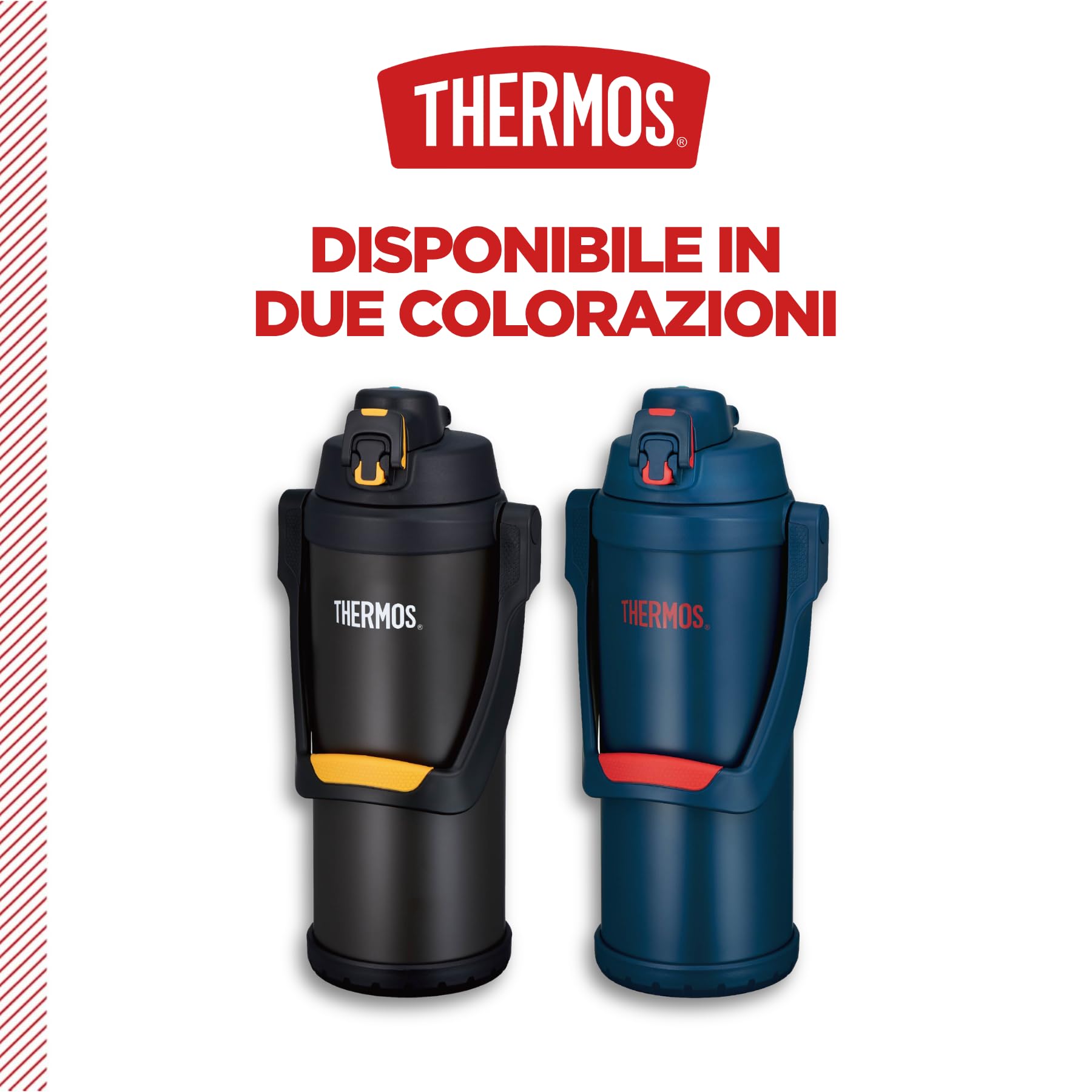 Thermos Sprot&hydrate Borraccia Gigante Acciaio Inox 2,5L Nero | maniglia, isolamento sottovuoto, grande capacita, caldo e freddo, senza BPA, doppia parete, ermetico