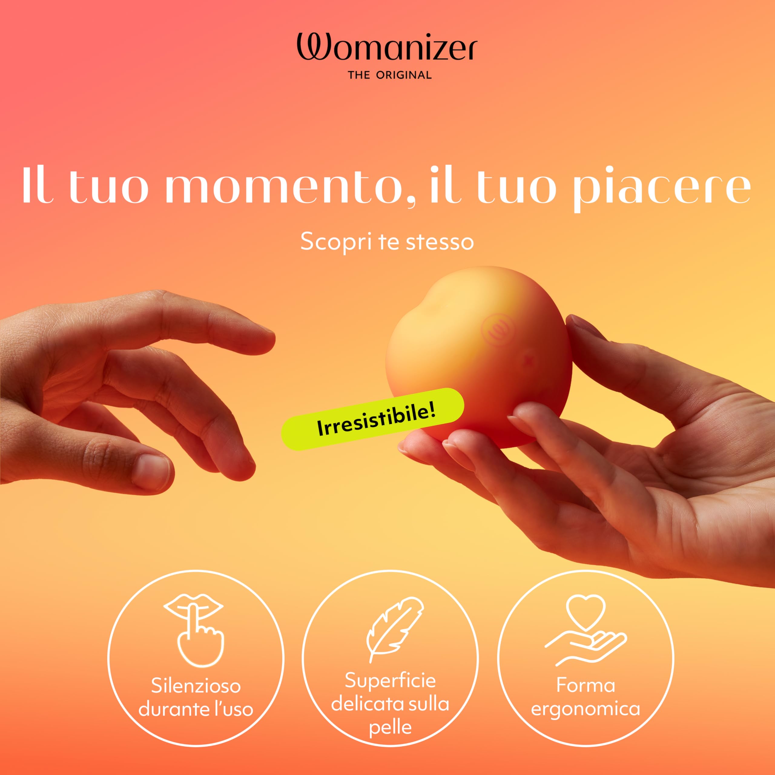 Womanizer Peach Succhia clitoride per donna | Stimolatore clitoride femminile 14 livelli| Ricaricabile | Design pesca | Vibratore clitoride Impermeabile | Sextoys Silenzioso Vibratoreper donna coppie