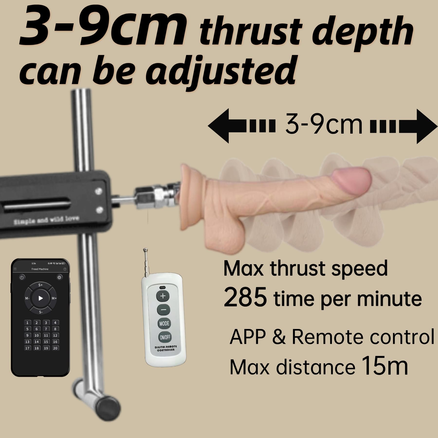 Kigoan Sex Machine with Realistic Dildos, Automatic Thrusting Machine with Remote Control and APP, Multiple Suction Cup Dildo Attachments