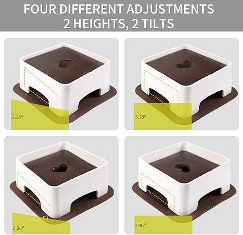 Miniatura 4 de WZ PET Cuenco elevado de cerámica para perros, juego de cuencos elevados ajustables para perros y gatos, antideslizante, plato de alimentación de