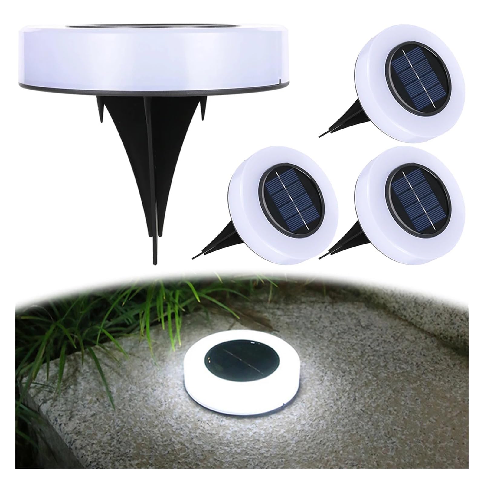 8 12 LED So Disk Luci Outdoor Garden Spotlight 4 8pcs Così Alimentate Luci Sotterranee Deck Lampade ad alta efficienza energetica Illuminazione paesaggistica per prato Luce bianca brillante (8 pezzi)