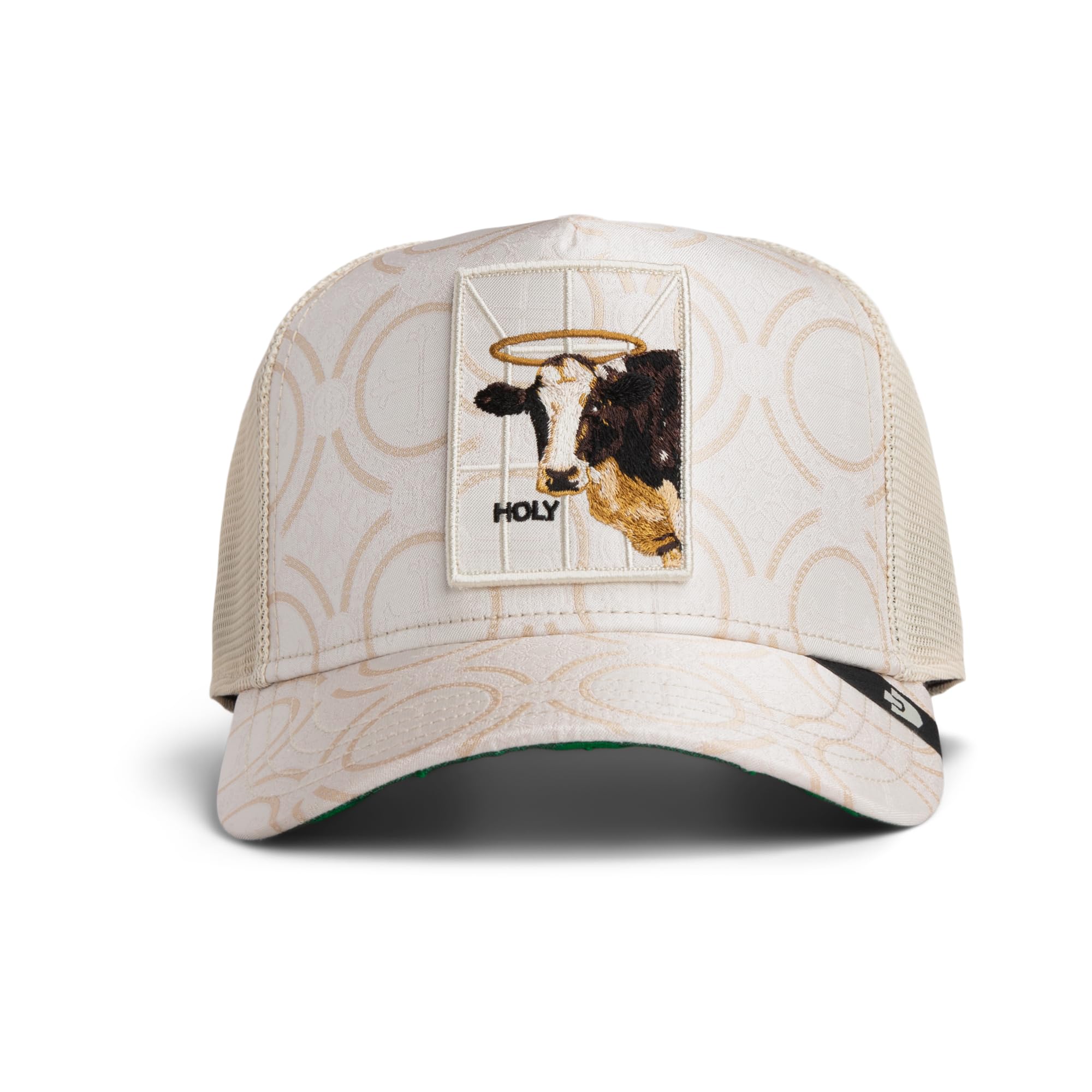 Goorin Bros. Czapka Trucker Holy Cow Religulous The Farm, biała z haftowaną krową, oddychająca siatka