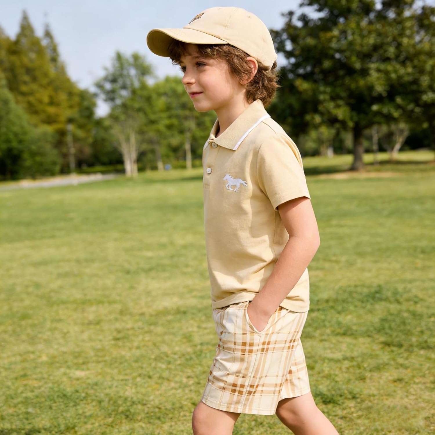 Kids Tween Boy Clothes Casual Short Sleeve Polo Shirt + Plaid Print 2Pcs Shorts Summer Clothing Set - Image 5