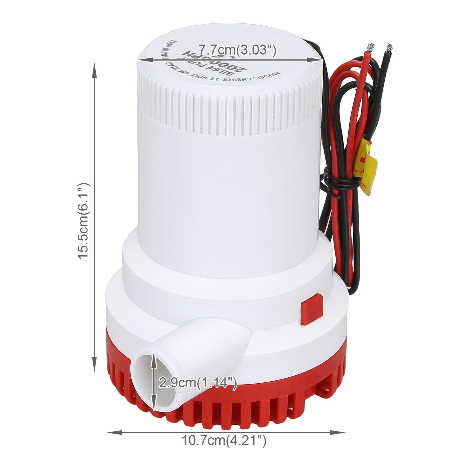 Nuzamas Automatic bilge pump, submersible 12 V 2000 GPH, 29 mm, electric pump for motorhome, camping, boats, small swimming pools and fountains