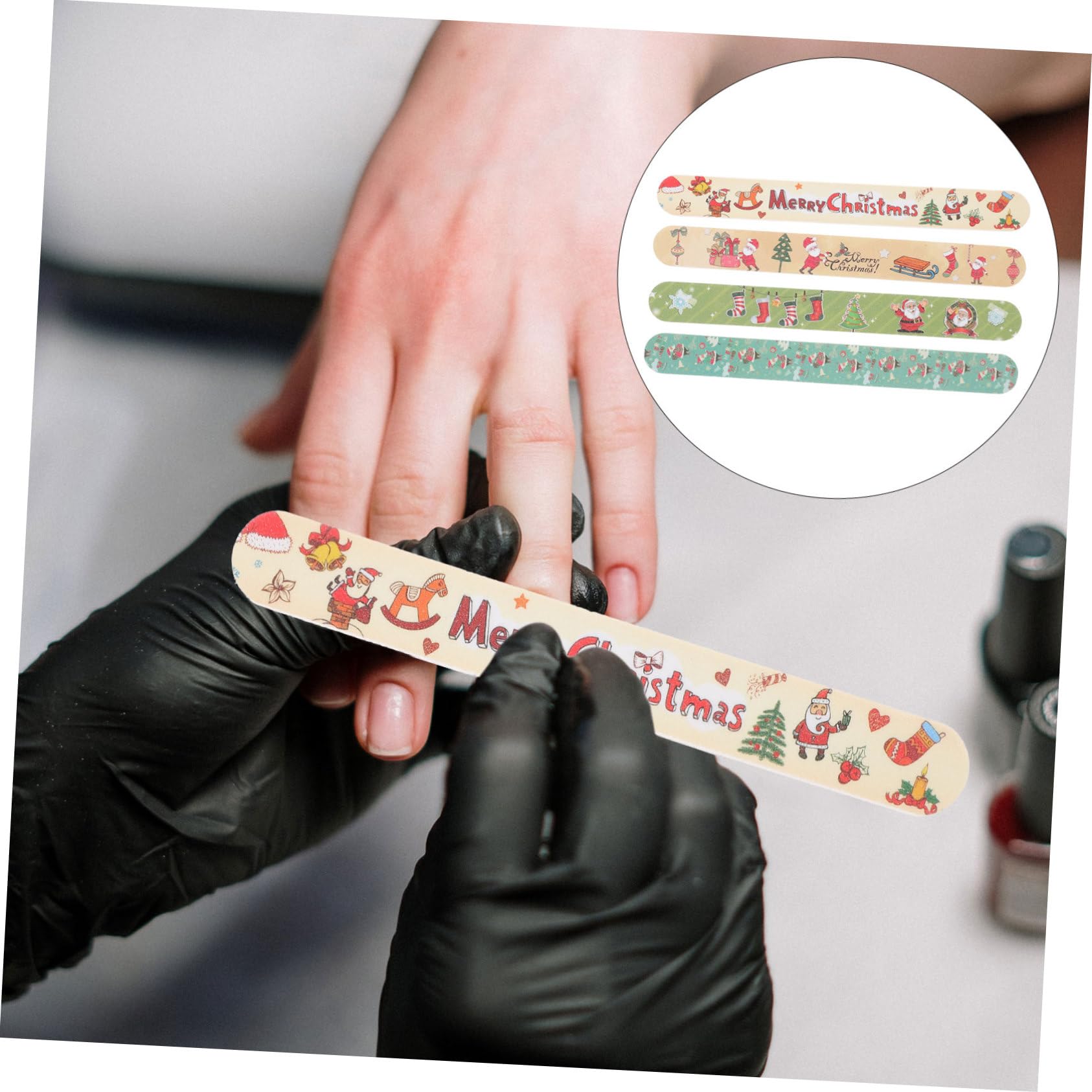 FOMIYES Lot de 12 Limes à Ongles Motif Noël en Émeri pour Manucure et Pédicure, Ponçage et Élimination de Colle, pour Nail Art et Salons Professionnels Style Aléatoire
