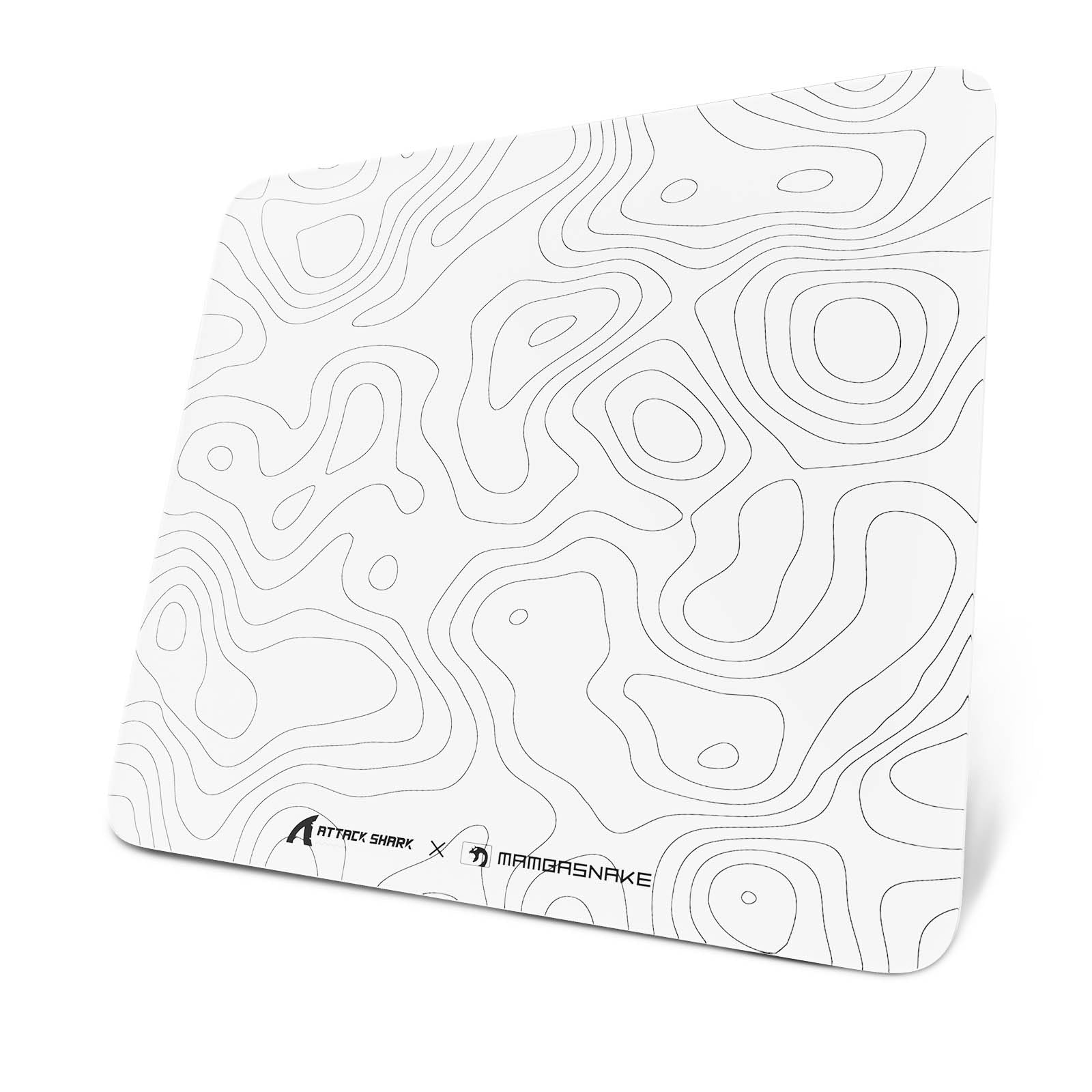 ATTACK SHARK CM05 Gaming-Mauspad Aus Gehärtetem Glas, Ultraglatte Oberfläche, 9H Gehärtetes Glas, 17.72 * 15.75 * 0.2inch, Topografische Kontur, Stoßfest, rutschfeste Mausmatte - Weiß