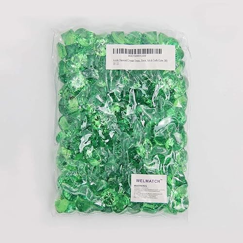 Miniatura 3 de WELMATCH Rellenos de jarrón de diamantes acrílicos verdes de 0.75 libras, 180 piezas de 34 pulgadas, bodas, fiestas, eventos, decoración de