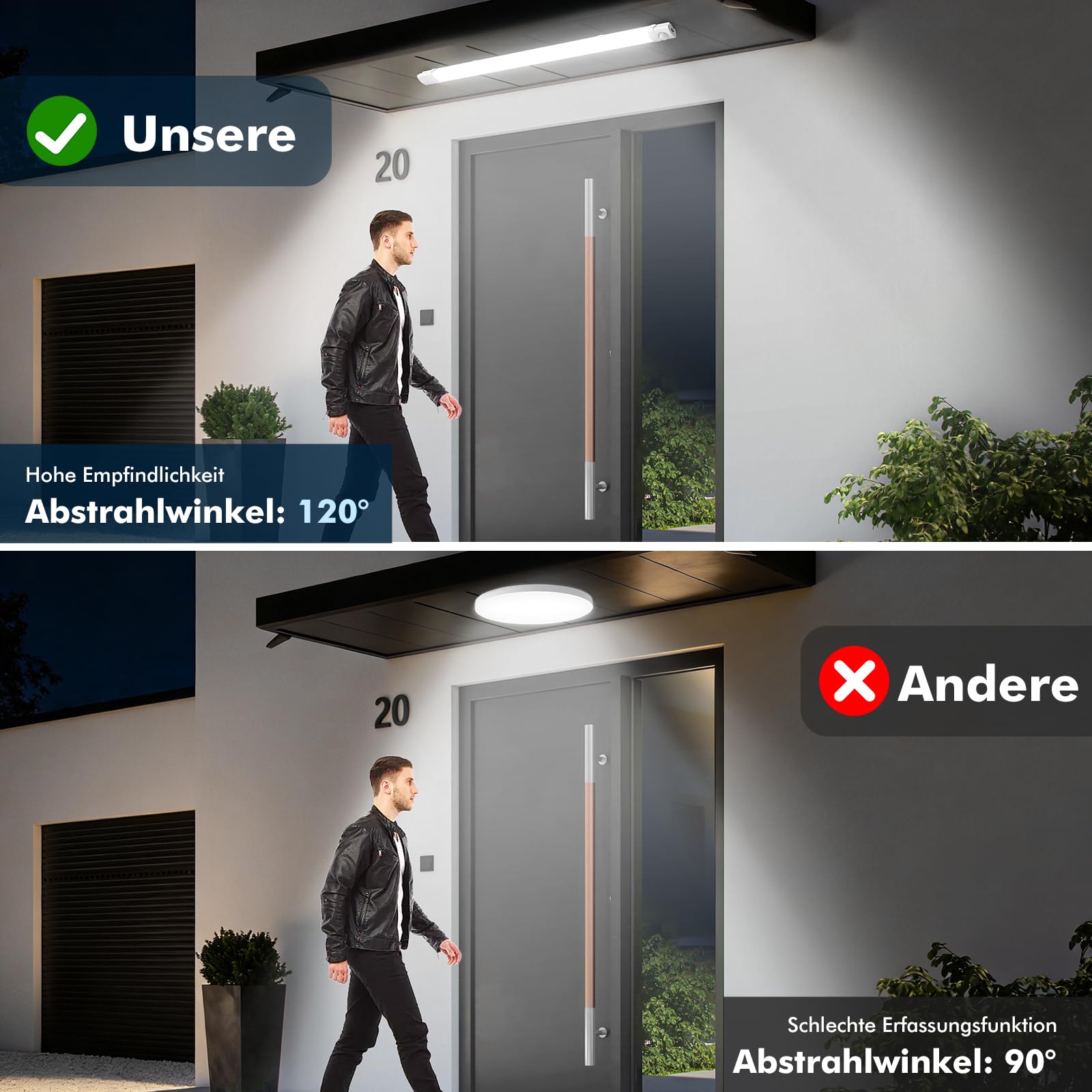 LED Feuchtraumleuchte 115cm mit Bewegungsmelder,6500K Kaltweiß LED Sensor Röhre,40W 4000LM Röhrelampe,IP65 Wasserdicht Leuchtstoffröhre,Feuchtraumlampe für Garage Keller Treppe Flur