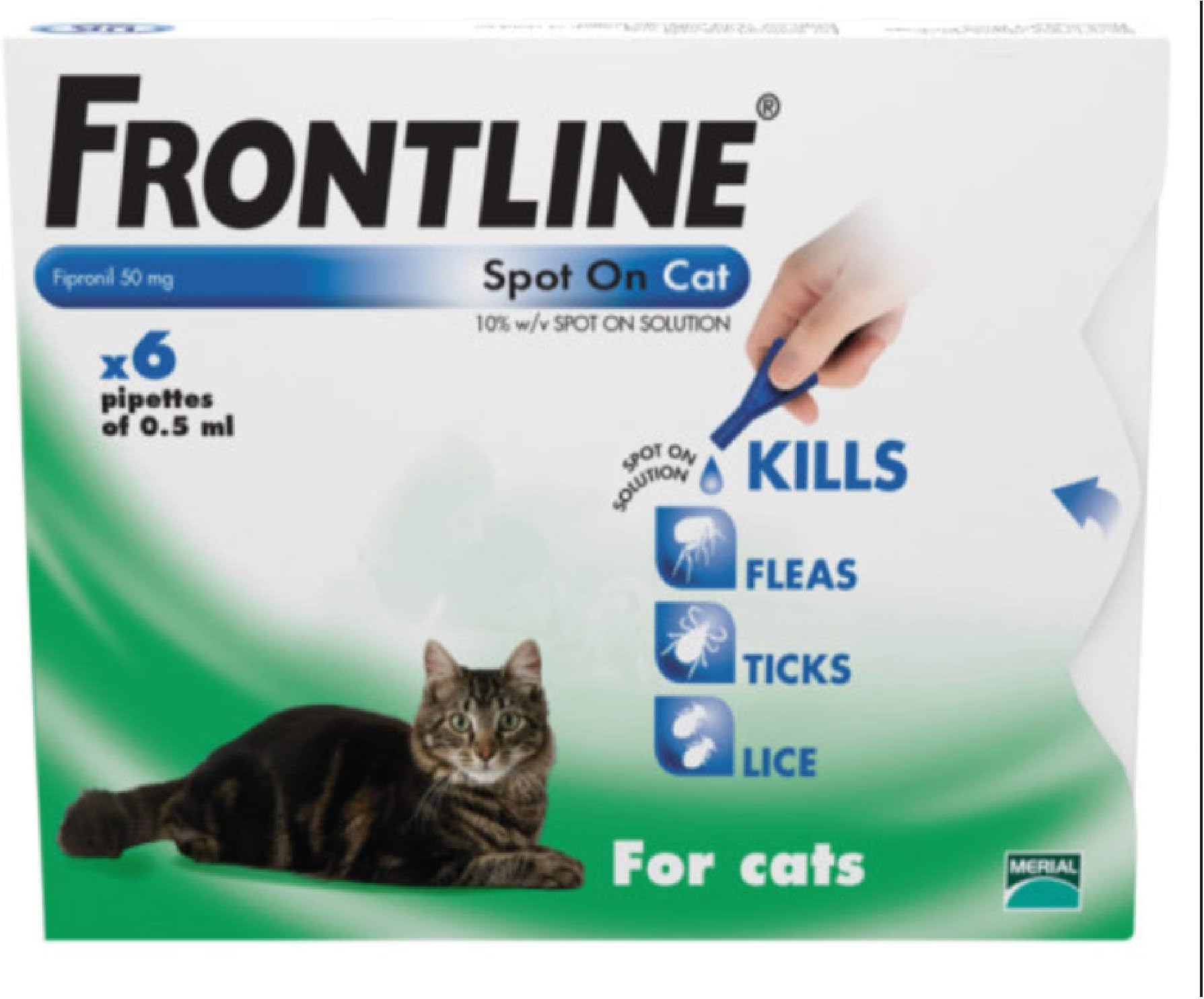 FRONTLINE Spot On Flea & Tick Treatment for Cats 6 Pipettes (Pack of
