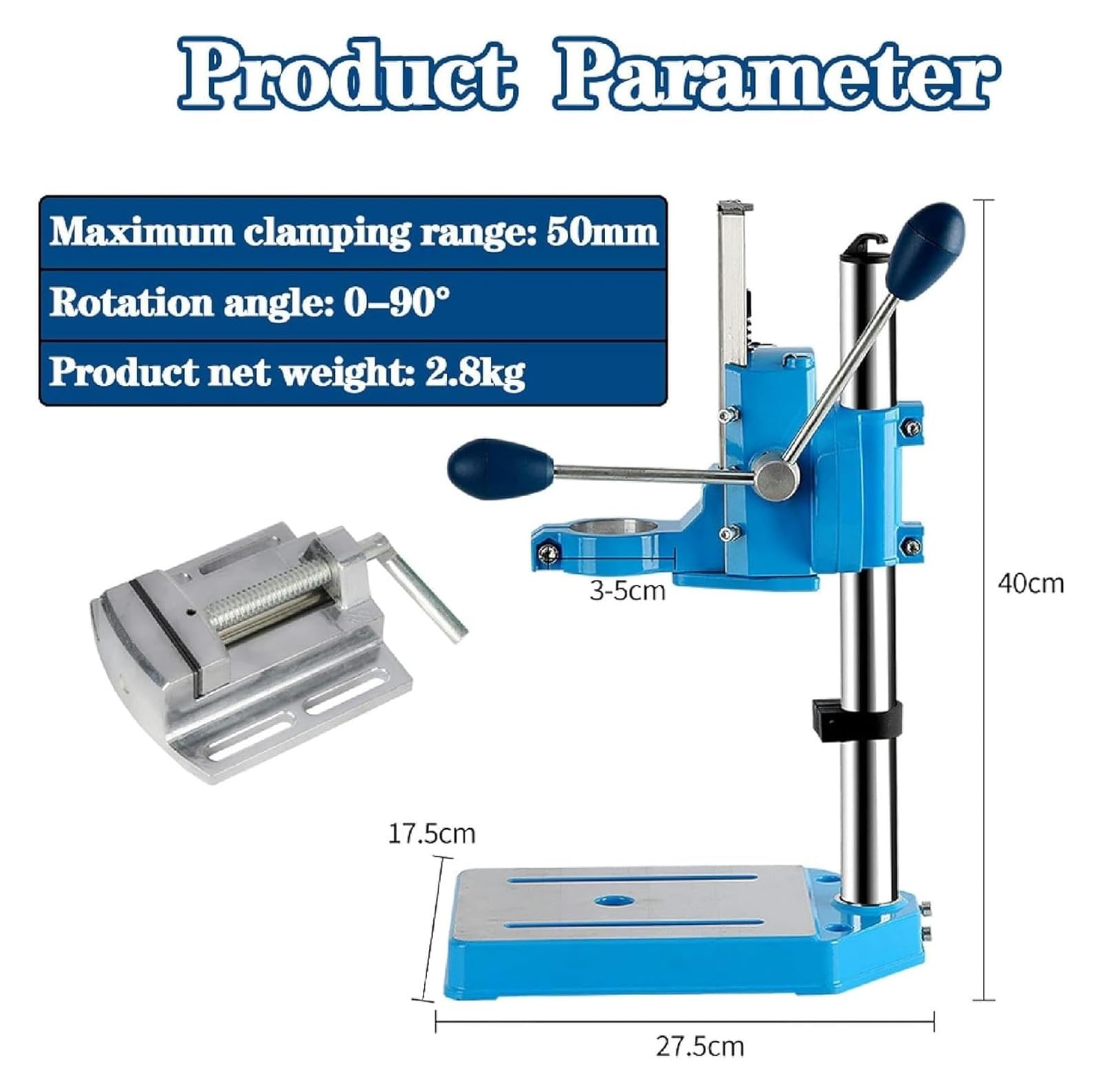 Soporte de Taladro, Soporte para Taladro, Prensas de taladro de sobremesa, abrazadera de Banco Universal ajustable for herramienta de reparación de banco de trabajo(A+VISE)