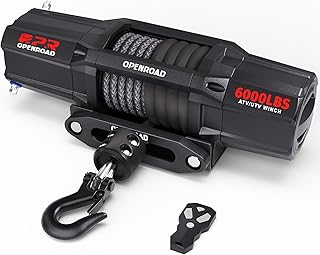 6000 lbs UTV Winch, Waterproof IP67 Electric Trailer 6k Winch with 1/4"×50ft Synthetic Rope,Wireless Remote an...