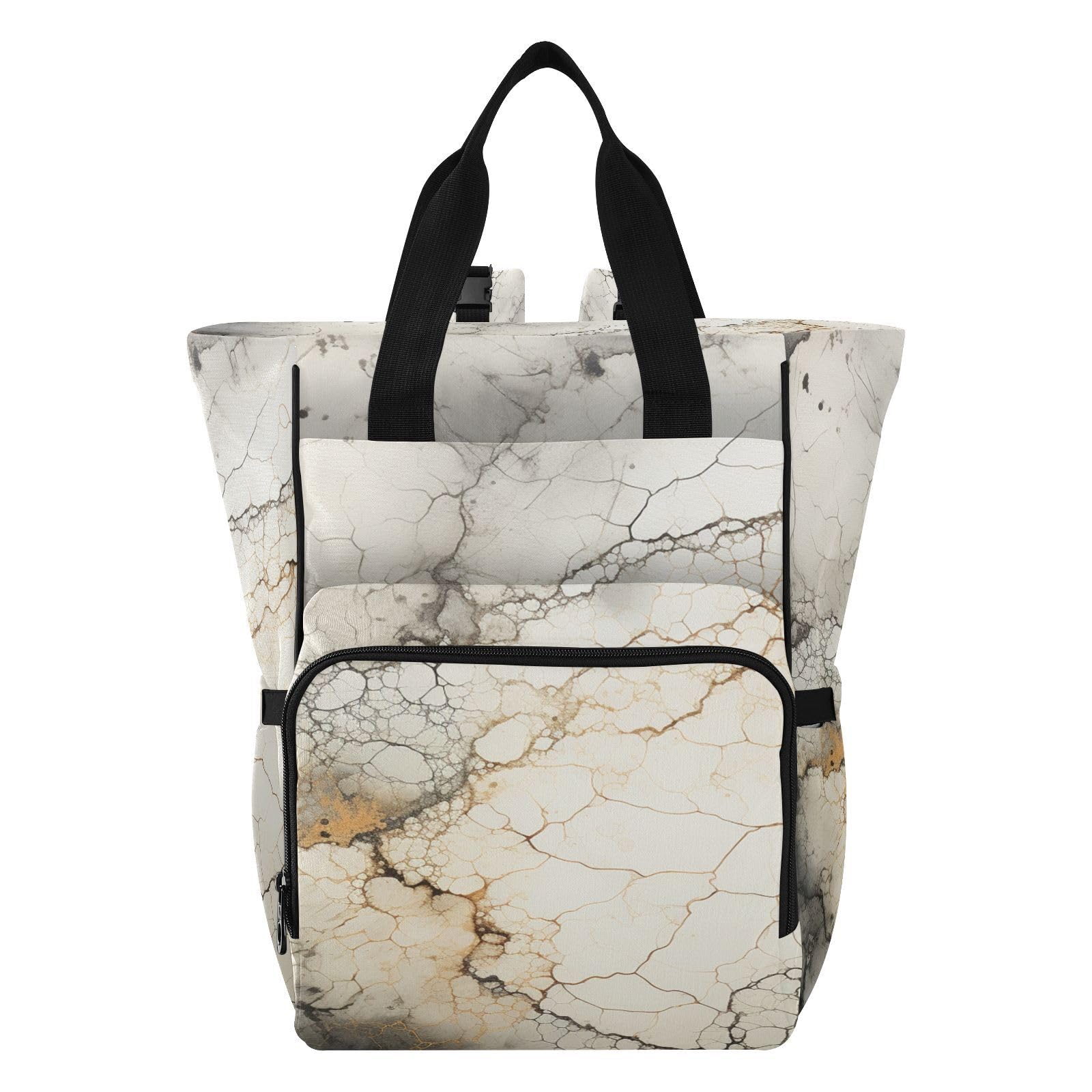 Marmo Bianco Texture Morbida Borsa per Pannolini Zaino Grande Capacità Borsa Mamma per Viaggia All'aperto