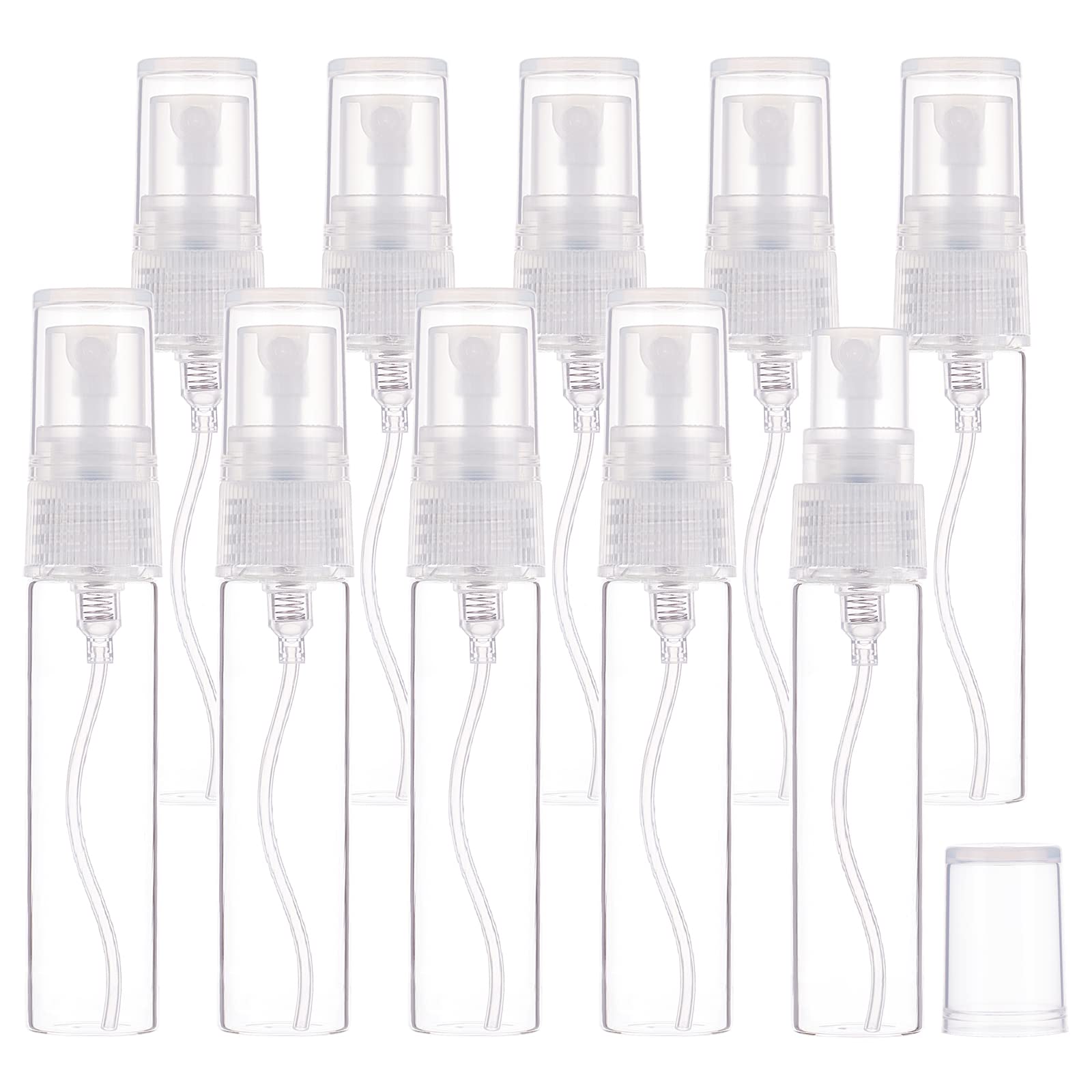 BENECREAT 30 Pack 5ml(0.17oz) Glass Mist Mini Spray Bottles Atomizer Pumps for Perfume,Lotion, Travel-Empty Bottles and Clear Pump Heads
