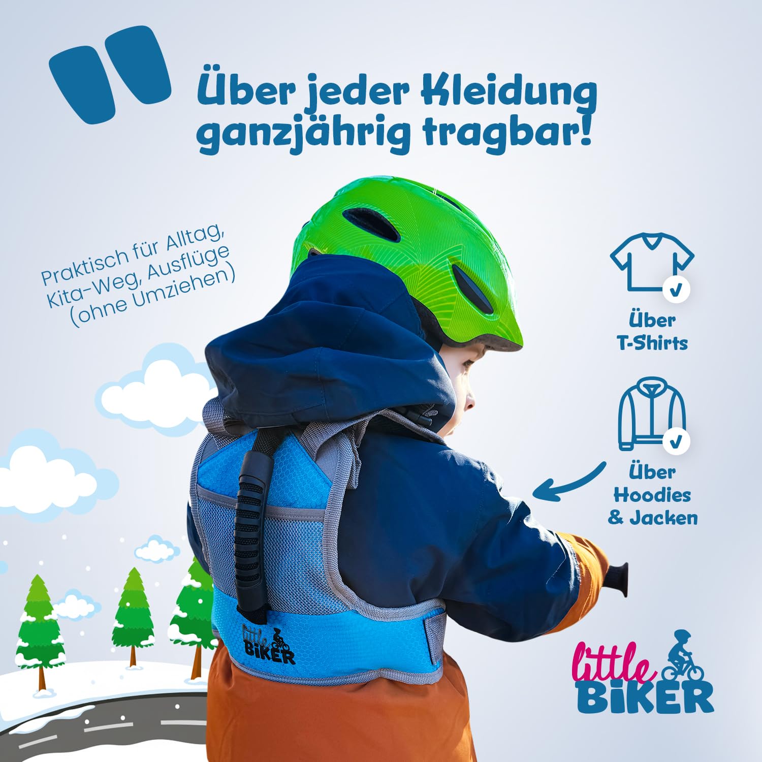 Fahrradlernweste | Fahrradlernweste Kinder mit Griff | Die bessere Alternative zu Stützrädern | Natürliches Schulen des Gleichgewichts | Für Kinderfahrräder ohne Stützräder
