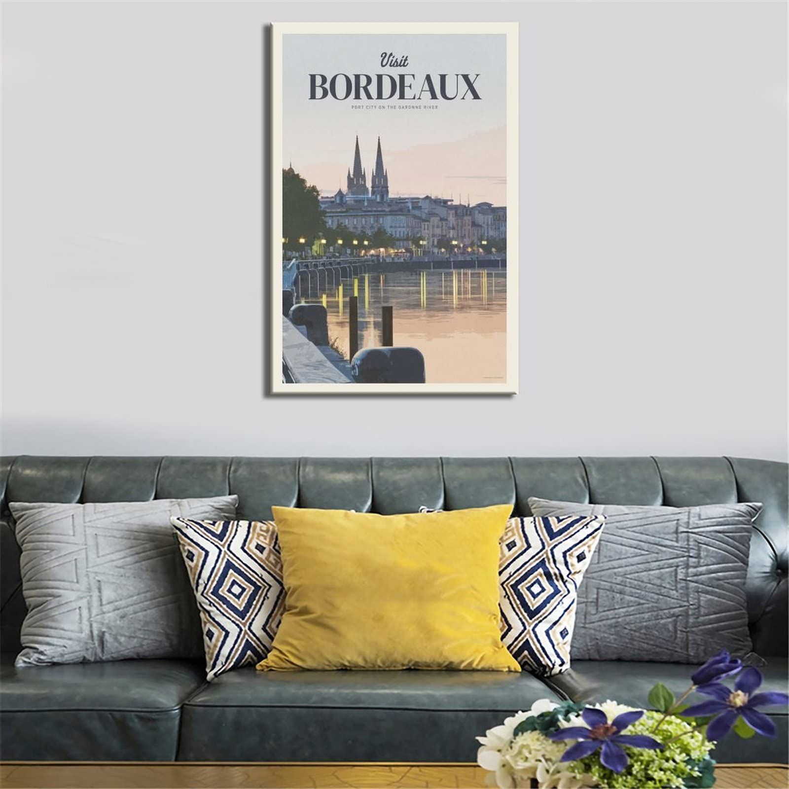 RMLKS Bordeaux Fordeaux Poster Place De La Bourse Vintage Affiche De Voyage Décoration Murale Poster Cadeau 12x18inchs(30x45cm