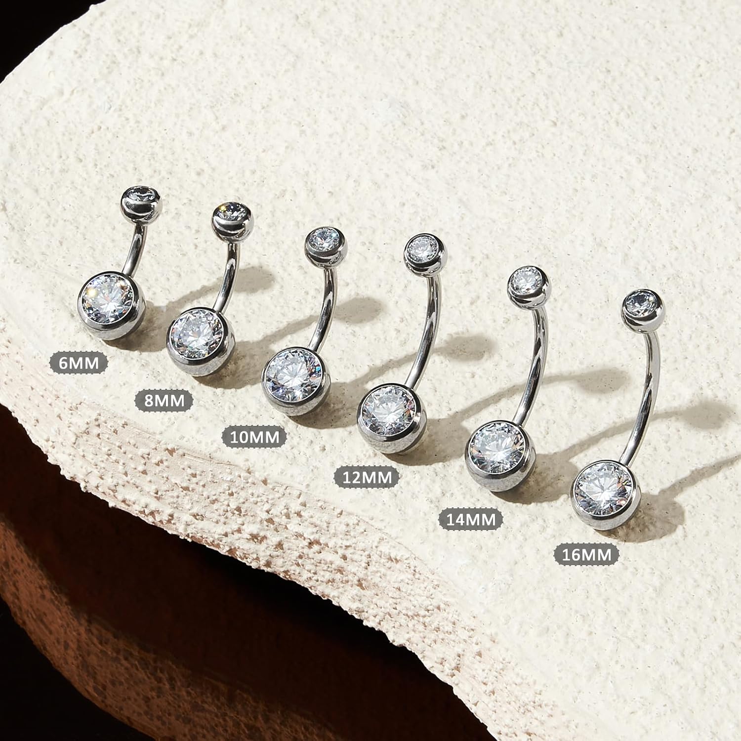 2PC G23 Titanium Belly Button Rings 14G Cubic Zirconia Navel Barbell Belly Bars Piercing Jewelry for Women - Image 4